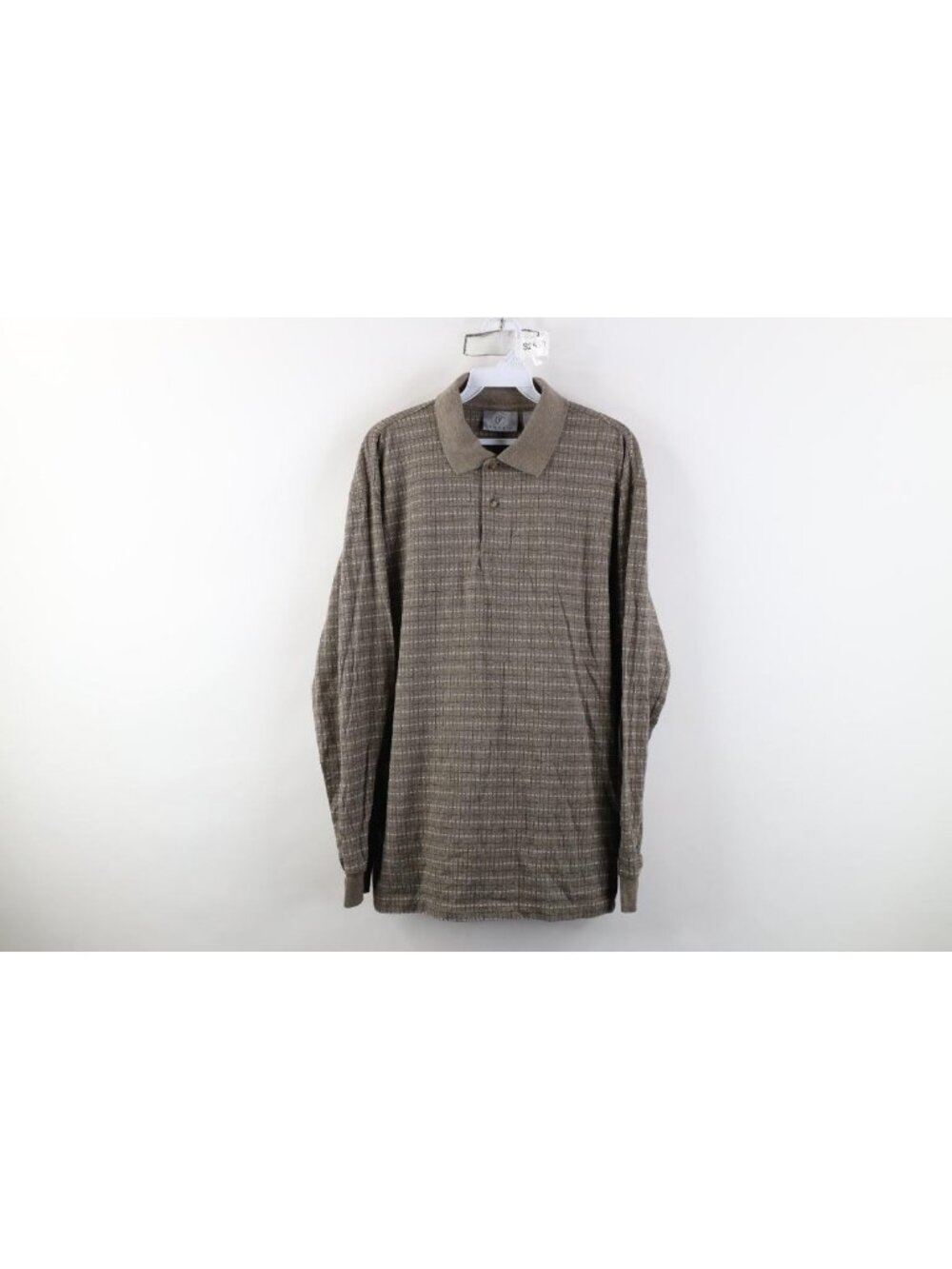 Vintage 90s Streetwear Mens Large Faded Checkered Knit Long Sleeve Rugby Polo